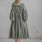 LAUME ruffled linen dress in Olive color