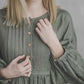 LAUME ruffled linen dress in Olive color