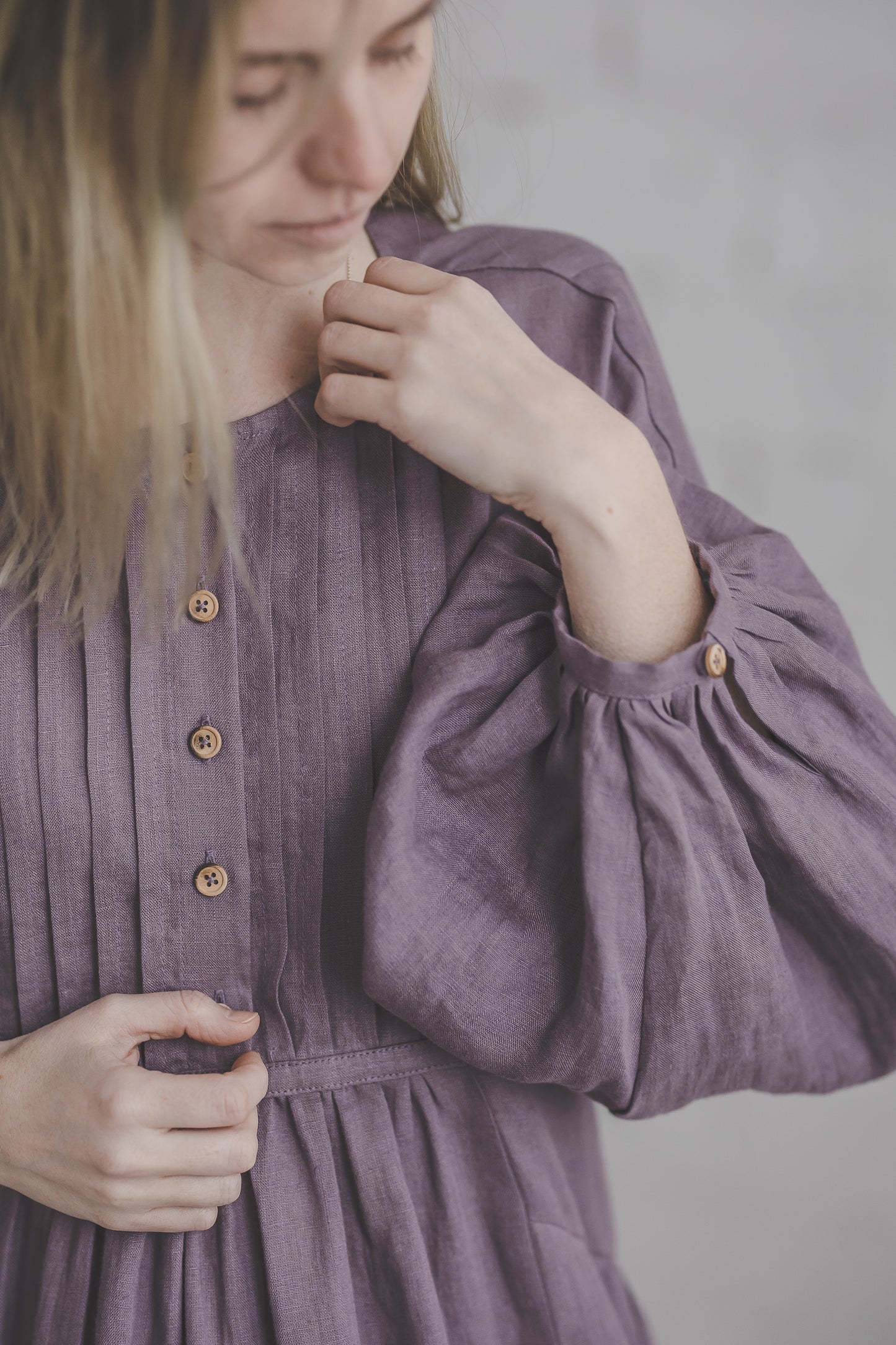 LAUME ruffled linen dress in Lavender Purple