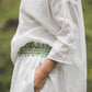 Comfy side seam pockets and ruffled elastic waisline