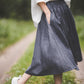 DAINA circle midi linen skirt with Lavender print