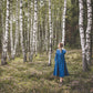 casual versatile long linen jacket in blue color