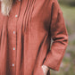 SUTEMA front buttons 3/4 sleeves linen shirtdress in Red bricks color