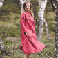 SUTEMA front buttons 3/4 sleeves linen shirtdress in Watermelon color