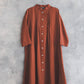 SUTEMA front buttons 3/4 sleeves linen shirtdress in Red bricks color
