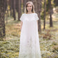 PIEVA short sleeves maxi linen dress with Green Forest print
