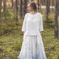 DAINA circle midi linen skirt with Blue Ombre Forest print