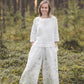 TYLA wide leg linen culottes pants with Green Ombre Forest print