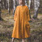 SUTEMA front buttons 3/4 sleeves linen shirtdress in Honey yellow