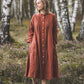 SUTEMA front buttons 3/4 sleeves linen shirtdress in Red bricks color