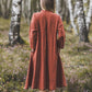 SUTEMA front buttons 3/4 sleeves linen shirtdress in Red bricks color