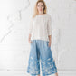 TYLA wide leg linen culottes pants with Blue Ombre Floral print