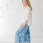 TYLA wide leg linen culottes pants with Blue Ombre Floral print