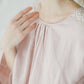 RŪTA midi linen dress with crochet lace in Dusty pink color