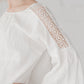 RŪTA midi linen dress with crochet lace in Dusty pink color