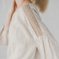 RŪTA midi linen dress with crochet lace in Natural linen color
