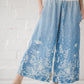 TYLA wide leg linen culottes pants with Linen field print