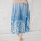 PIEVA short sleeves maxi linen dress with Blue Ombre Floral print