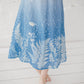 RASA short sleeves maxi linen dress with Blue Ombre Floral print