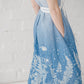 RASA short sleeves maxi linen dress with Blue Ombre Floral print