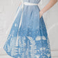 RASA short sleeves maxi linen dress with Blue Ombre Floral print
