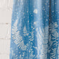 RASA short sleeves maxi linen dress with Blue Ombre Floral print