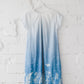 RASA short sleeves maxi linen dress with Blue Ombre Floral print