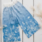 TYLA wide leg linen culottes pants with Blue Ombre Floral print