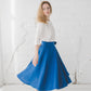 ŽIEDAS Full circle linen wrap skirt in Azure blue color