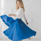 ŽIEDAS Full circle linen wrap skirt in Azure blue color