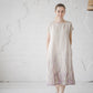 RAMUNĖ short sleeves midi linen dress with Lavender print