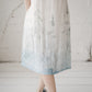 RAMUNĖ short sleeves midi linen dress with Blue Forest print