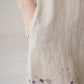 RAMUNĖ short sleeves midi linen dress with Linen field print
