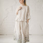 TYLA wide leg linen culottes pants with Linen field print