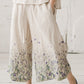 TYLA wide leg linen culottes pants with Green Ombre Forest print