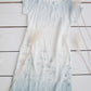 RAMUNĖ short sleeves midi linen dress with Blue Forest print