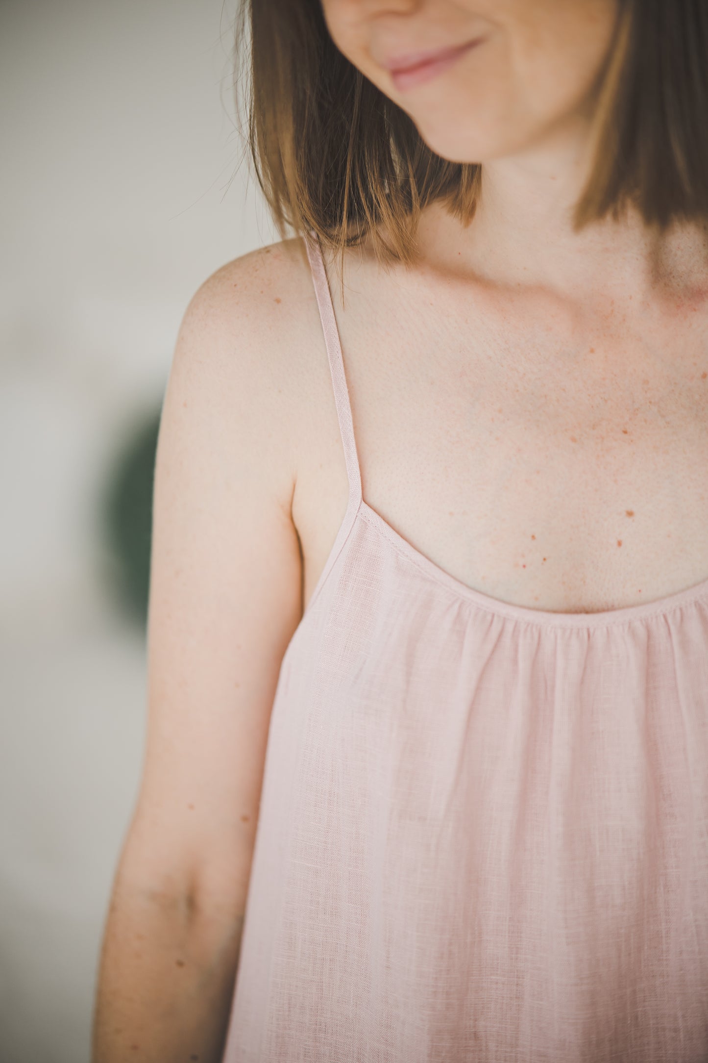 Linen Camisole nightdress in Dusty pink