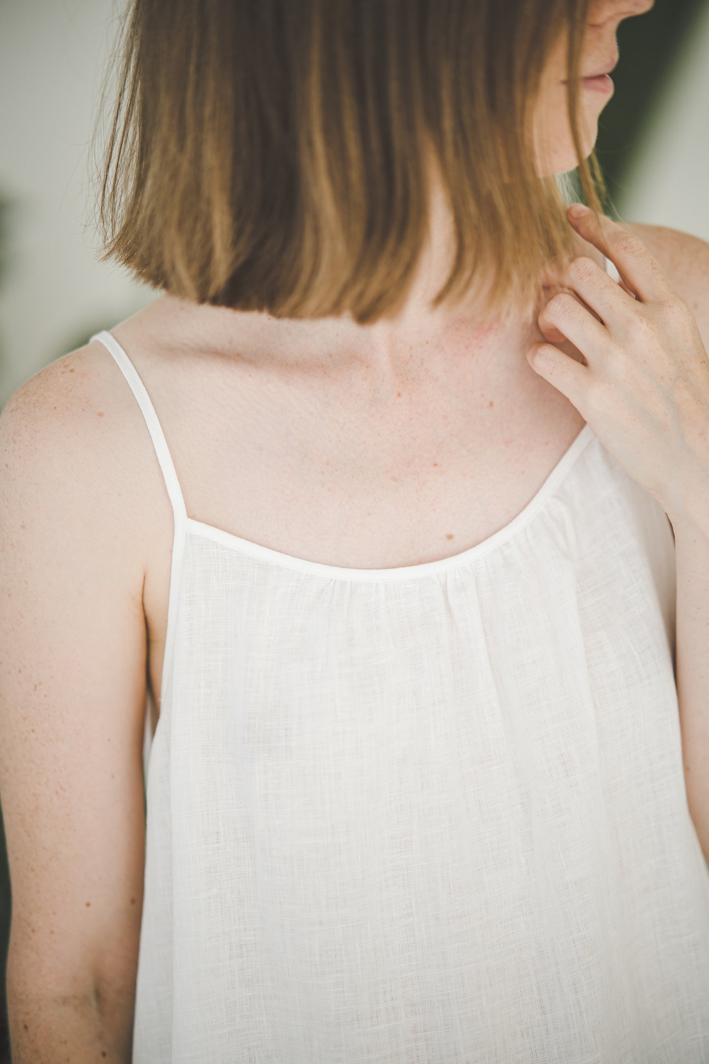 Linen Camisole nightdress in Off-white