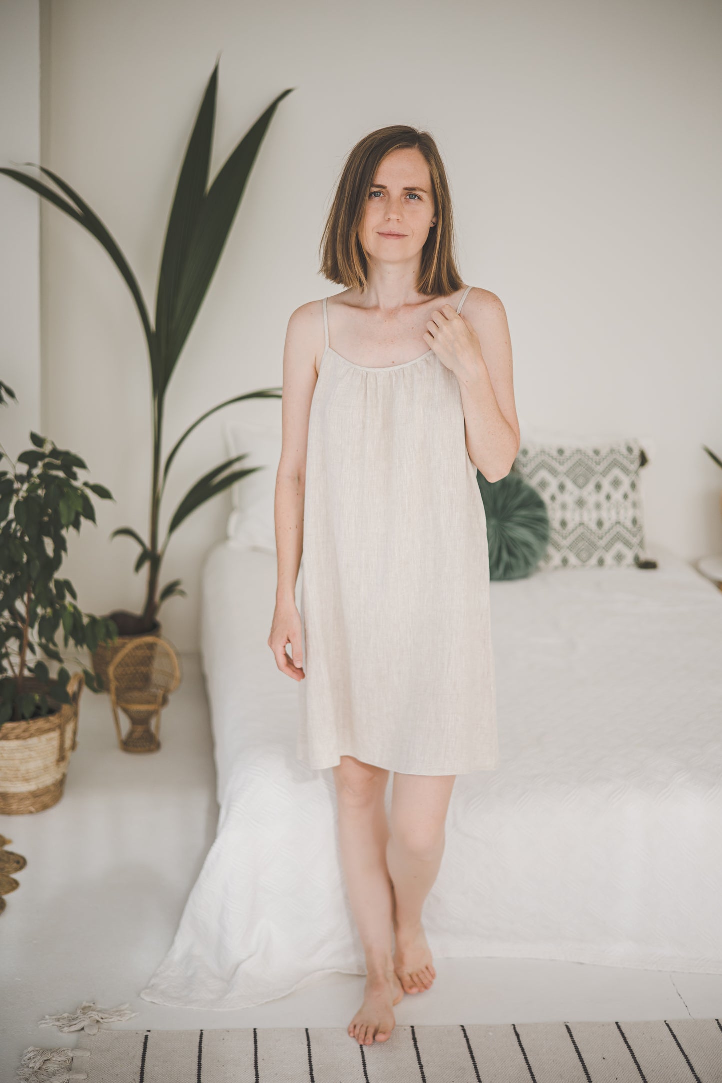 Linen Camisole nightdress in unbleached Natural linen color