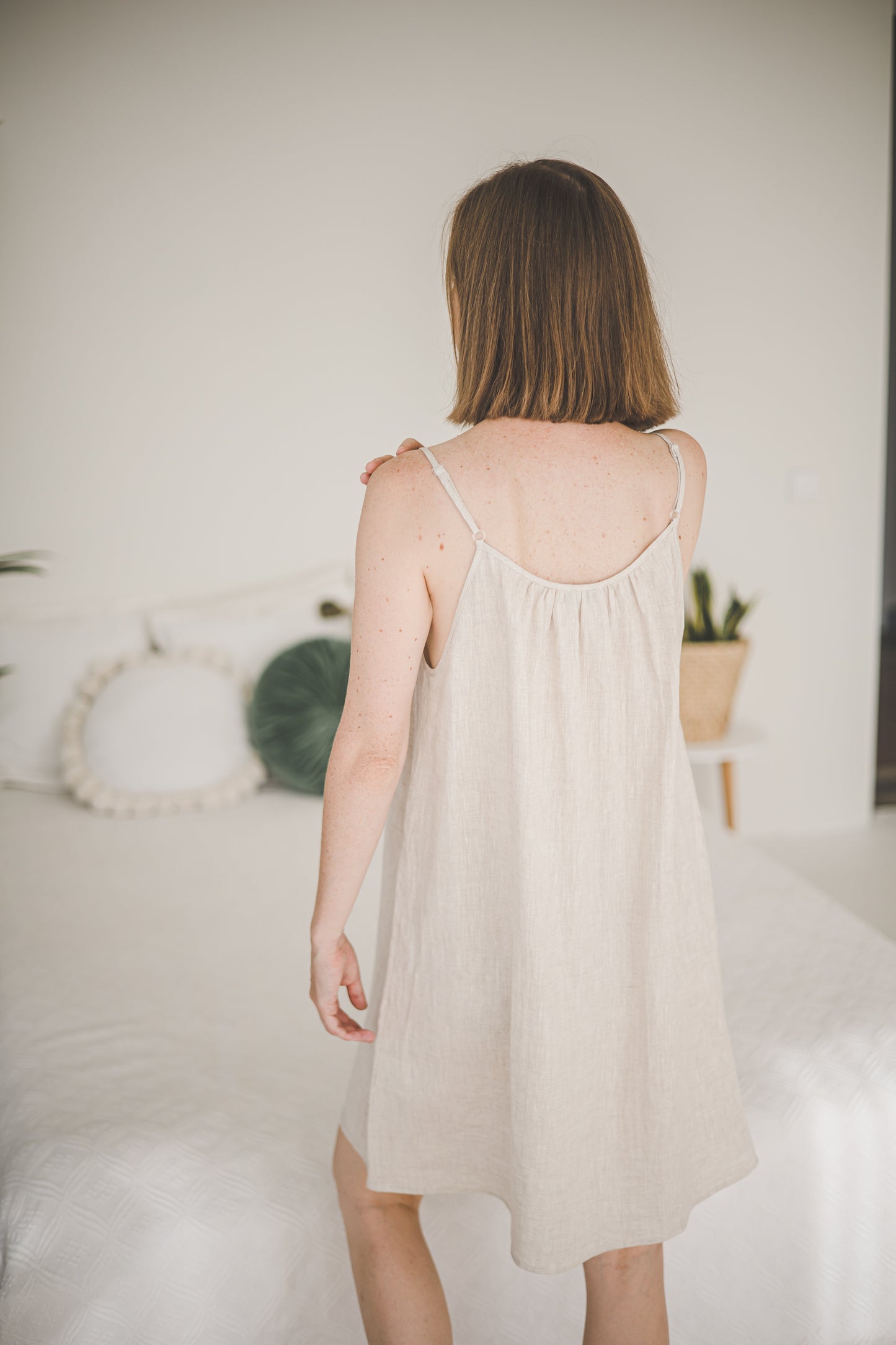 Linen Camisole nightdress in unbleached Natural linen color