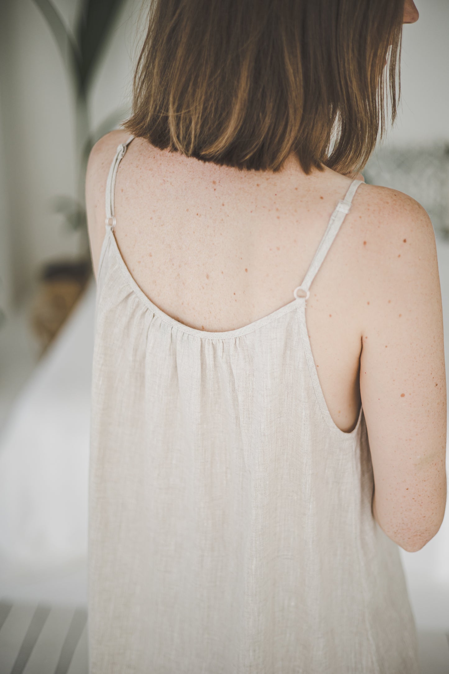 Linen Camisole nightdress in unbleached Natural linen color