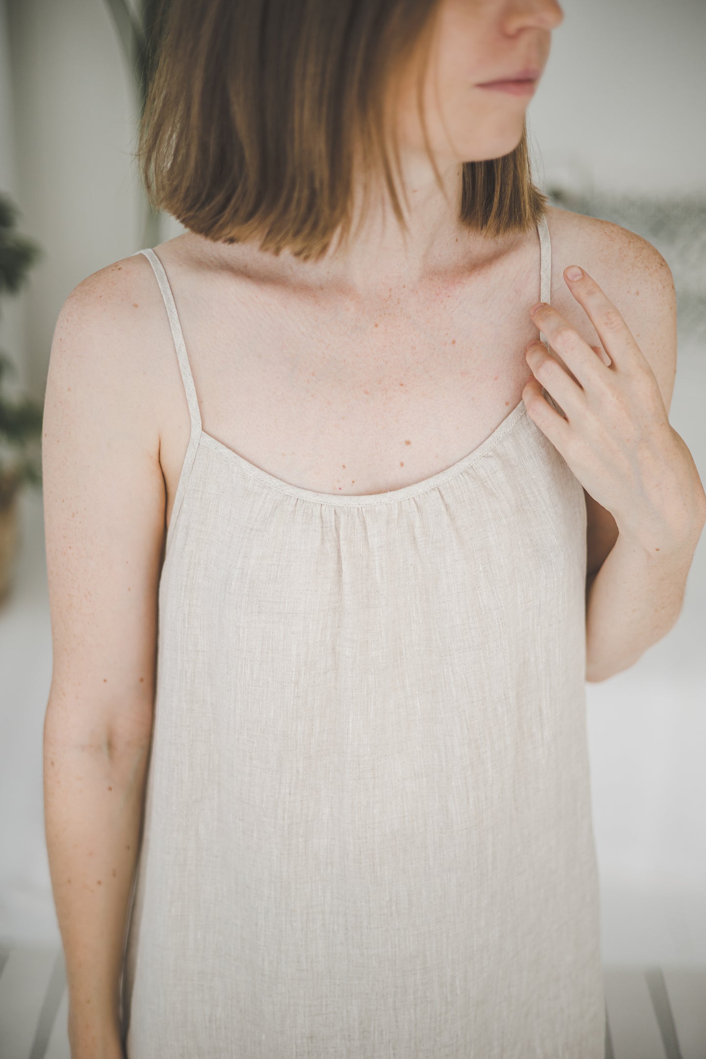 Linen Camisole nightdress in unbleached Natural linen color