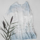 MIGLA midi linen dress with Blue Ombre Forest print