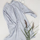 META midi linen dress with puffy sleeves & frills in Sky blue