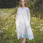 MIGLA midi linen dress with Blue Ombre Forest print