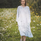 MIGLA midi linen dress with Blue Ombre Forest print