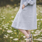 META midi linen dress with puffy sleeves & frills in Sky blue