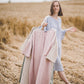 RŪTA midi linen dress with crochet lace in Natural linen color