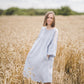 RŪTA midi linen dress with crochet lace in Sky blue