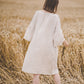 RŪTA midi linen dress with crochet lace in Natural linen color